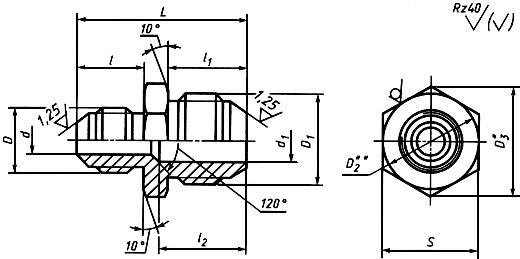 ГОСТ 13961-74 Переходники прямые для соединения трубопроводов по наружному конусу. Конструкция и размеры