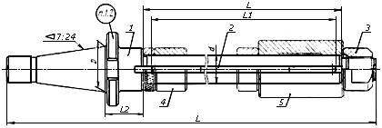 ГОСТ 15068-75 Оправки с поддерживающей втулкой и хвостовиком конусностью 7:24 для горизонтально-фрезерных станков. Конструкция и размеры (с Изменением N 1)