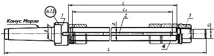 ГОСТ 15069-75 Оправки с цилиндрической цапфой и хвостовиком конус Морзе для горизонтально-фрезерных станков. Конструкция и размеры (с Изменением N 1)