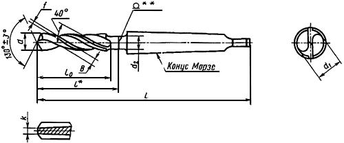 ГОСТ 19547-74 Сверла спиральные удлиненные с коническим хвостовиком для обработки легких сплавов. Конструкция (с Изменениями N 1, 2)