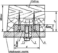 ГОСТ 20347-74 Модели литейные деревянные. Крепление моделей на металлических модельных плитах. Конструкция и размеры (с Изменениями N 1, 2)