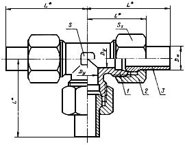 ГОСТ 24492-80 Соединения трубопроводов с шаровым ниппелем тройниковые проходные. Конструкция (с Изменением N 1)