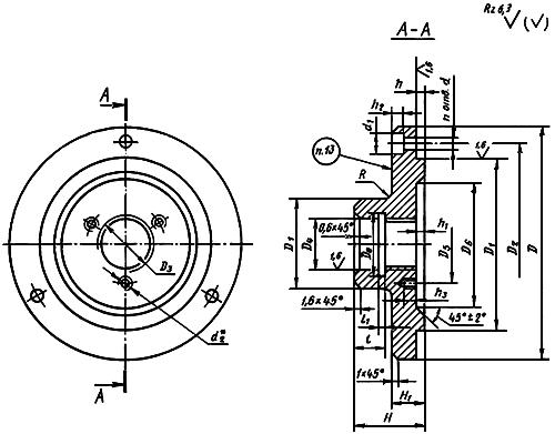 ГОСТ 3889-80 (СТ СЭВ 4852-84) Фланцы промежуточные к самоцентрирующим патронам. Конструкция и размеры (с Изменениями N 1, 2)