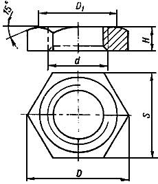 ГОСТ 8961-75 Соединительные части из ковкого чугуна с цилиндрической резьбой для трубопроводов. Контргайки. Основные размеры (с Изменением N 1)