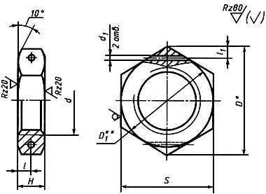 ГОСТ 13958-74 Гайки для крепления соединений  трубопроводов по наружному конусу. Конструкция и размеры (с Изменениями N 1, 2)