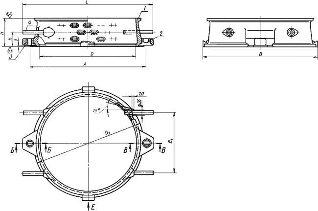 ГОСТ 14999-69 Опоки литейные цельнолитые чугунные круглые диаметром в свету 400; 500 мм, высотой от 100 до 200 мм. Конструкция и размеры (с Изменением N 1)