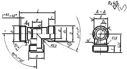 ГОСТ 16058-70 Тройники проходные для соединений трубопроводов по внутреннему конусу. Конструкция и размеры