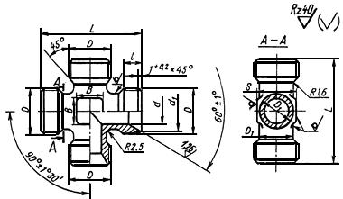 ГОСТ 16065-70 Крестовины проходные для соединений трубопроводов по внутреннему конусу. Конструкция и размеры