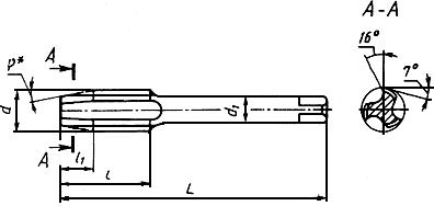 ГОСТ 17928-72 Метчики машинные с шахматным расположением зубьев для обработки легких сплавов. Конструкция и размеры (с Изменениями N 1, 2, 3)