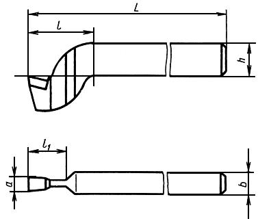 ГОСТ 18894-73 Резцы строгальные отрезные и прорезные изогнутые с пластинами из твердого сплава. Конструкция и размеры (с Изменениями N 1, 2)