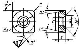 ГОСТ 19077-80 Пластины опорные сменные многогранные твердосплавные квадратной формы с задним углом. Конструкция и размеры (с Изменениями N 1, 2)