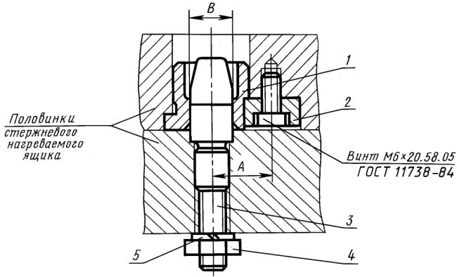 ГОСТ 21301-75 Соединения направляющие с зажимом для нагреваемых стержневых ящиков. Конструкция и размеры (с Изменением N 1)
