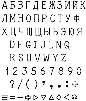 ГОСТ 21755-76 Аппараты телеграфные буквопечатающие стартстопные пятиэлементного кода. Шрифты. Размеры символов и их начертание (с Изменением N 1)