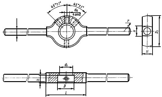 ГОСТ 22394-77 Воротки для круглых плашек диаметрами 16 и 20 мм. Типы и основные размеры