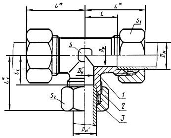 ГОСТ 24080-80 Соединения трубопроводов с врезающимся кольцом тройниковые переходные. Конструкция (с Изменением N 1)