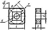 ГОСТ 24248-80 Пластины режущие сменные многогранные твердосплавные квадратной формы с отверстием и стружколомающими канавками на двух сторонах. Конструкция и размеры (с Изменениями N 1, 2, 3)