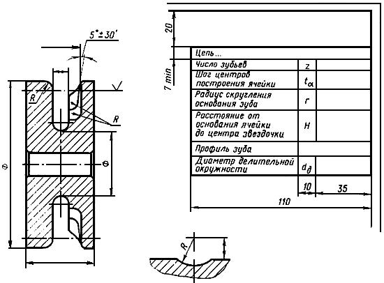 ГОСТ 2.427-75 ЕСКД. Правила выполнения рабочих чертежей звездочек для круглозвенных цепей