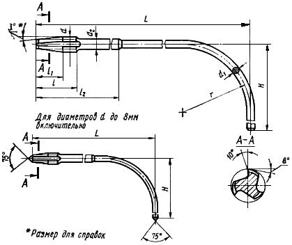 ГОСТ 6951-71 Метчики гаечные с изогнутым хвостовиком. Конструкция и размеры (с Изменениями N 1, 2)