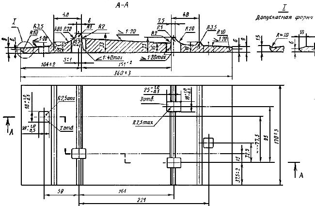 ГОСТ 8194-75 Подкладки костыльного скрепления к железнодорожным рельсам типов Р65 и Р75. Конструкция и размеры (с Изменениями 1, 2, 3)